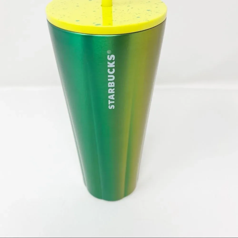 STARBUCKS LIME SPECKLE STAINLESS STEEL COLD CUP VENTI‎ NWT